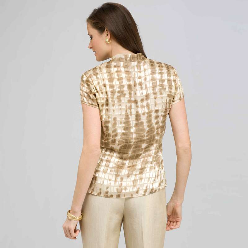 Short Sleeve Printed Blouse., Chino Multi, large image number 1